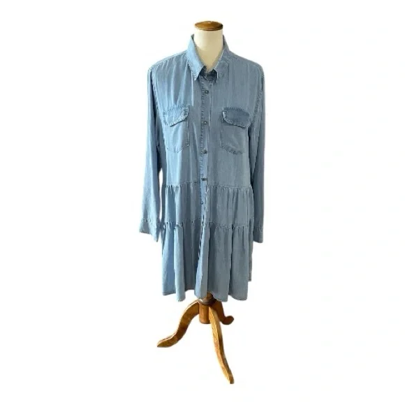 #215, Tasha Polizzi Blue Denim Shirt Dress, NWOT, size L - Picture 1 of 4